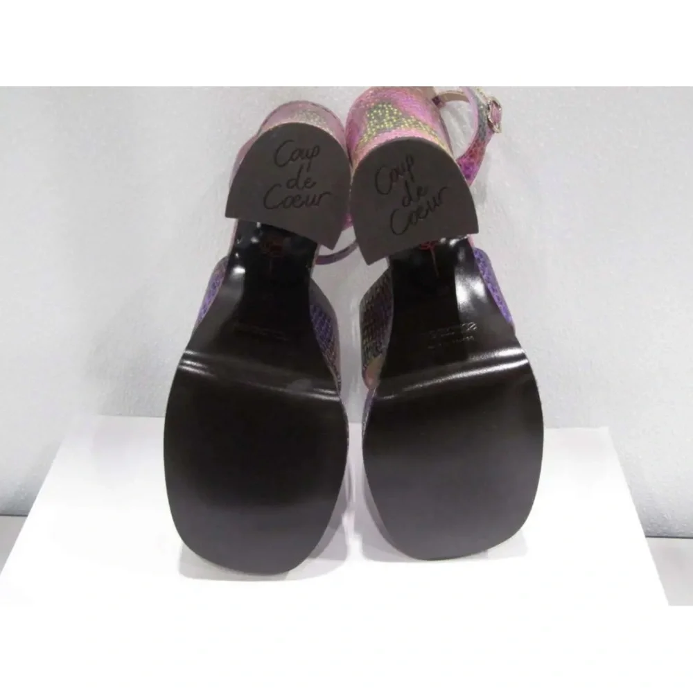 NWT FREE LANCE Freelance Gabi 95 Heeled sandal cross straps Snake print leather - Picture 10 of 12